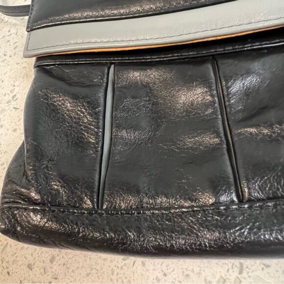 ELANO Durabilt Handbag Made in Vancouver Black Grey Leather, Suede Lining - Picture 6 of 15